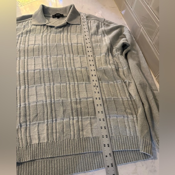 RAFFI Linea Uomo Italy  Long Sleeve Knits Polo Men's Size Large Tan/gray & Blue - Picture 9 of 10
